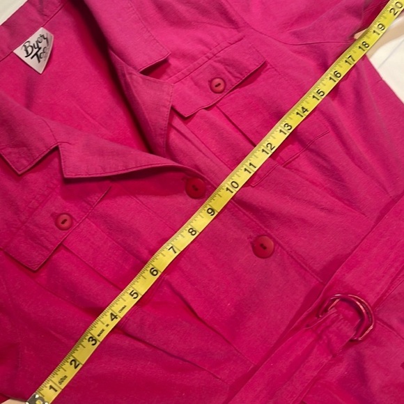 Authentic 80s Byer Too Raspberry Pink Belted Shirtdress with Full Circle Skirt - Picture 8 of 11